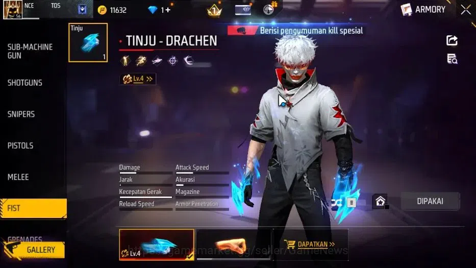 Free Fire Accounts Indonesia |M1887 Mamba GNAW|Tinju Dracen Lv 4|Kata image 4