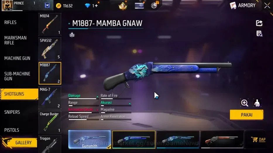 Free Fire Accounts Indonesia |M1887 Mamba GNAW|Tinju Dracen Lv 4|Kata image 8