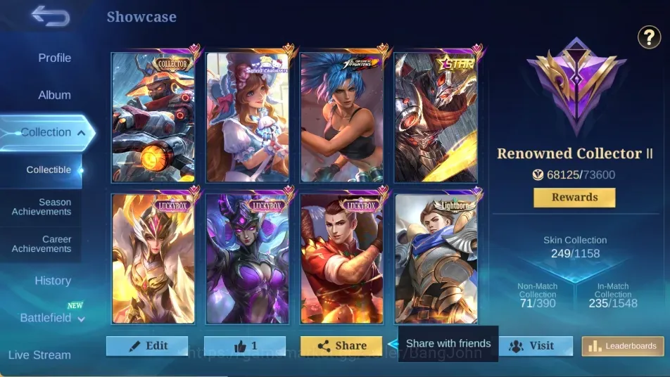 Mobile Legends: Bang Bang Accounts Collector Global|122Hero|249Skin|Renowned|Collector YiSunShin Natalia|LuckyBox Freya 1