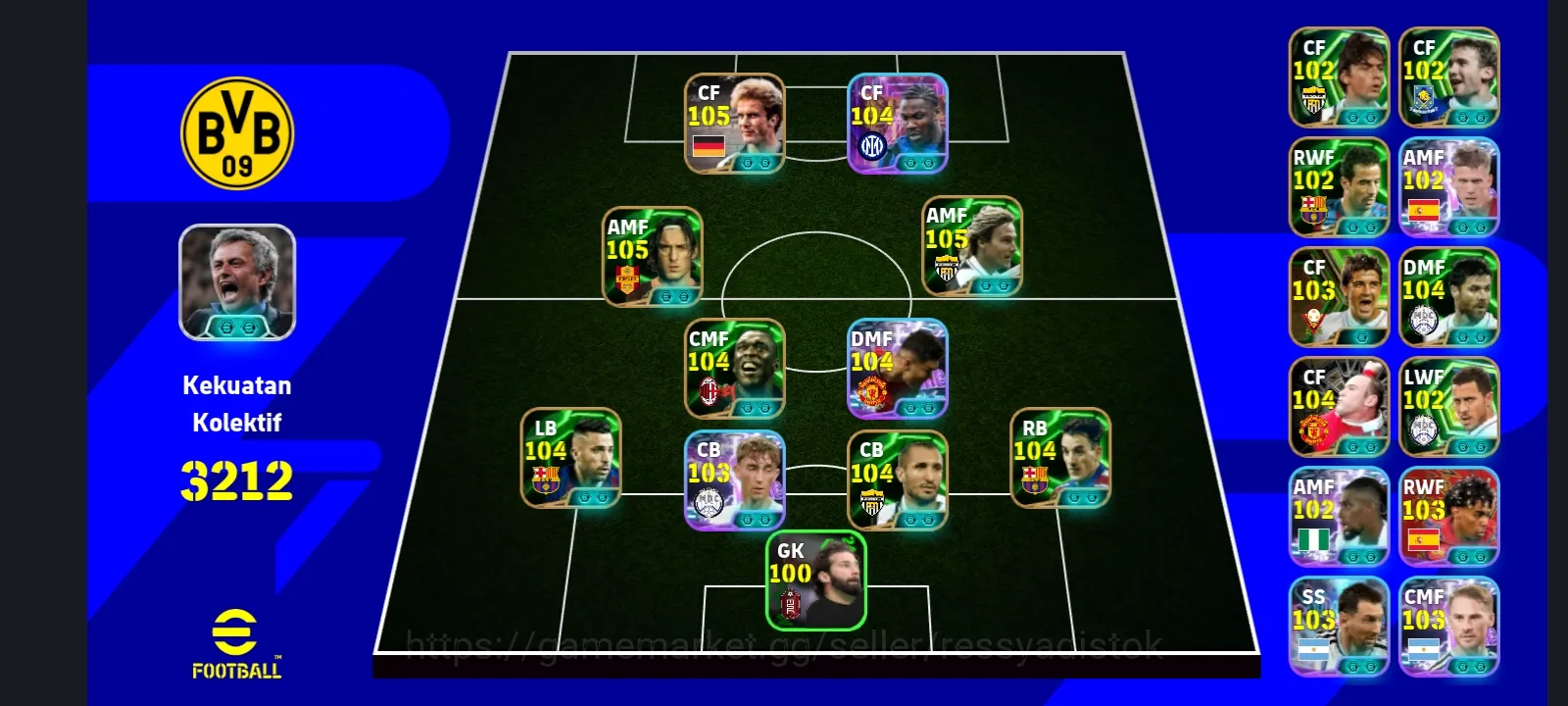 eFootball Accounts Legends & Iconic Players EFOOTBALL COLLECTIVE 3212+ | K HEINZ RUMMENIEGE OLD,M THURAM,P NEDVED,CASEMIRO,L 1