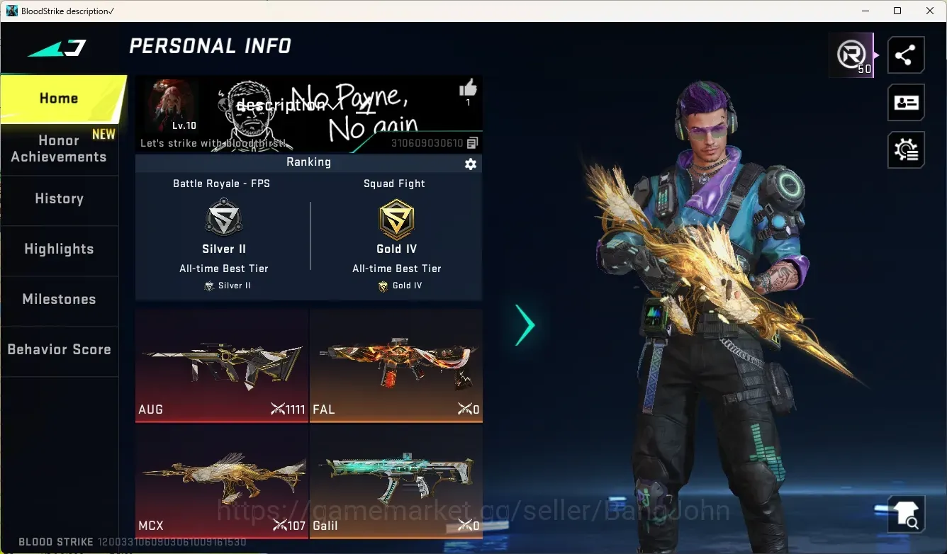 Blood Strike Accounts Others ASIA|Eternal Gun:AUG-Empyrean|2 Ultra & 2 Legendary Gun|Check SS BS3447B 1