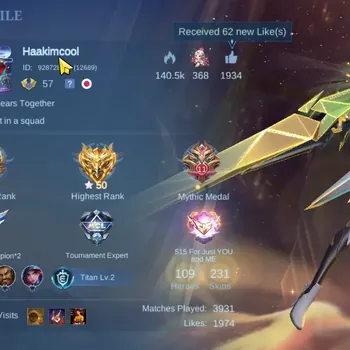 Mobile Legends: Bang Bang Accounts Collector Hero 109|Skin 231|Beatrix PRIME,Roger TFormer,Eudora LBox,Kagura Annual,Melisa