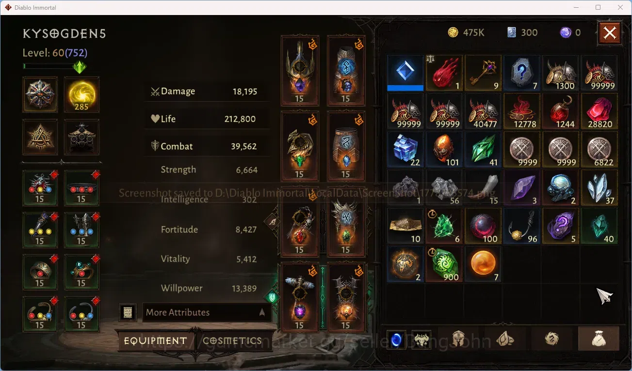 Diablo Immortal Accounts NA - High Heavens CS On | 60 (752) Crusader-Slinge image 1