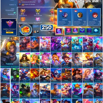 Mobile Legends: Bang Bang Accounts #4683 250 Skins | Karina Leona (KOF) | Natalia Warrioress Paragon (COLLECTOR) | Carmilla