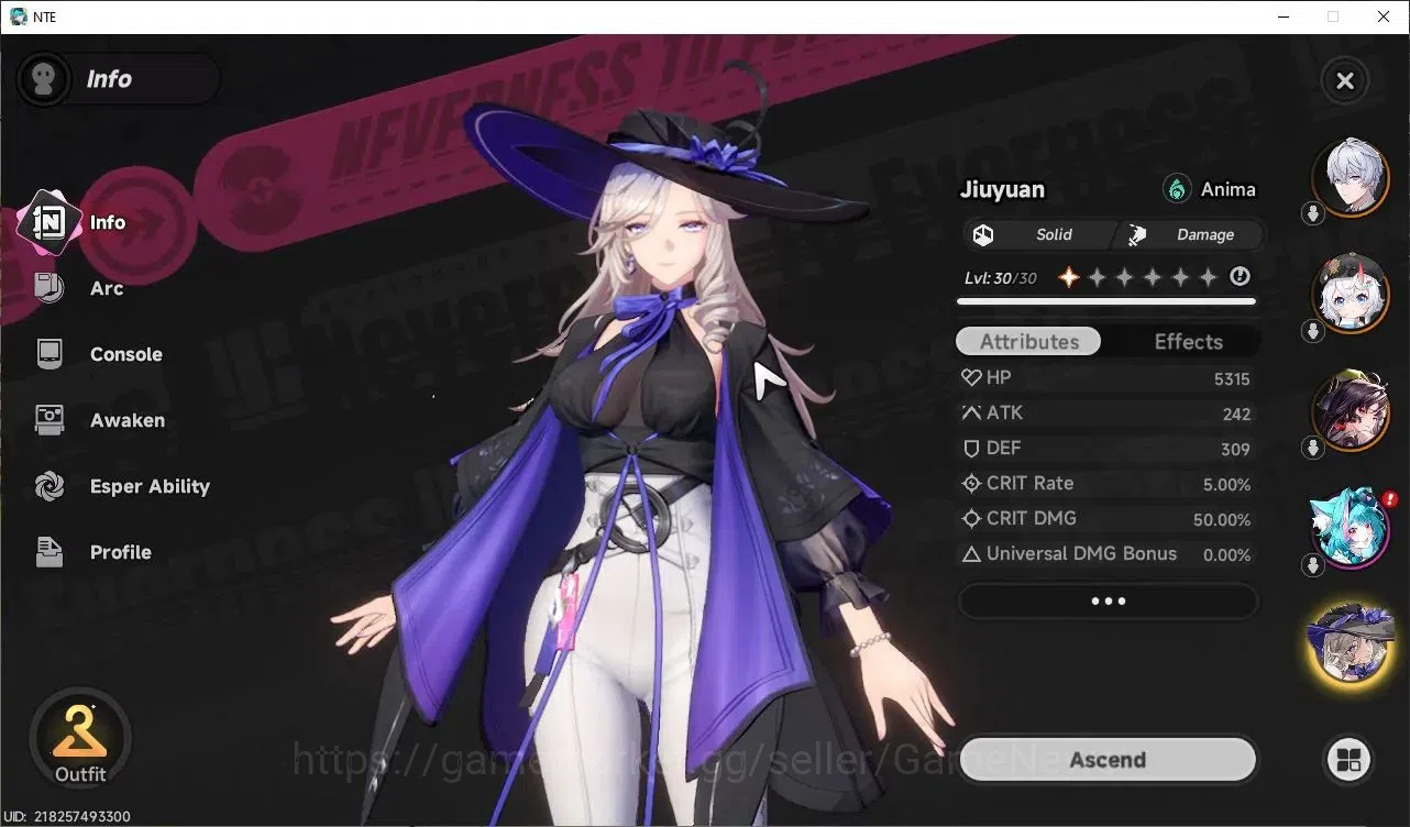 Neverness to Everness Accounts Global EU|HL 13|TL 7| 4 SSR Hotori, Jiuyuan, Sakiri, Daffodill |6 SR|Orchid Breeze 3