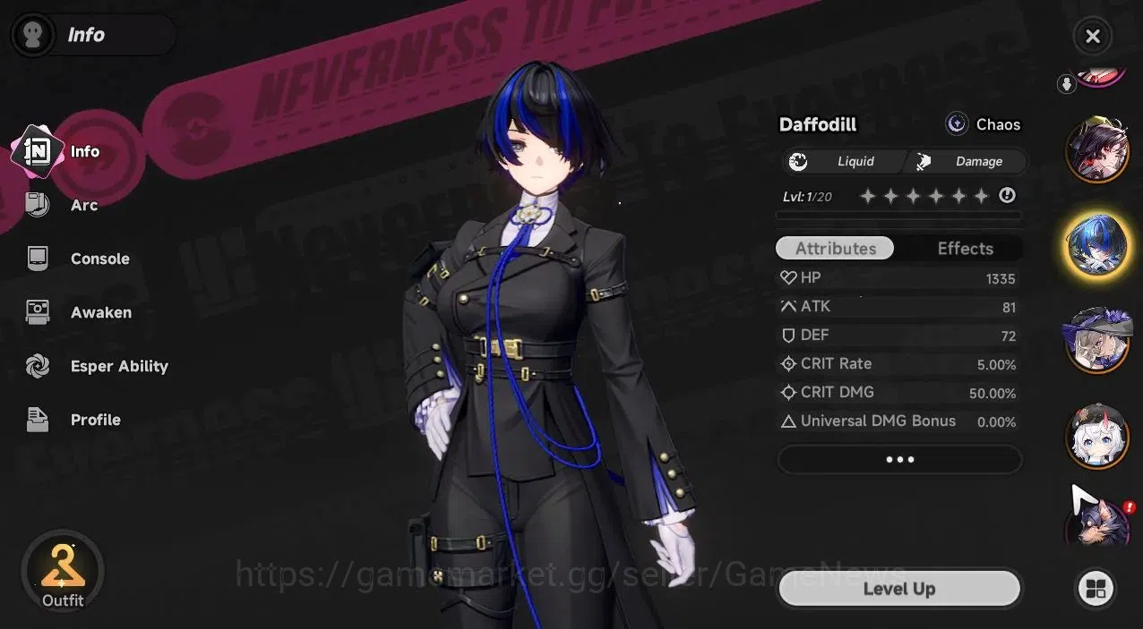 Neverness to Everness Accounts Global NA |HL 3| 4 SSR [HotoriA1,Jiuyuan,Sakiri,Daffodill]|6 SR 2