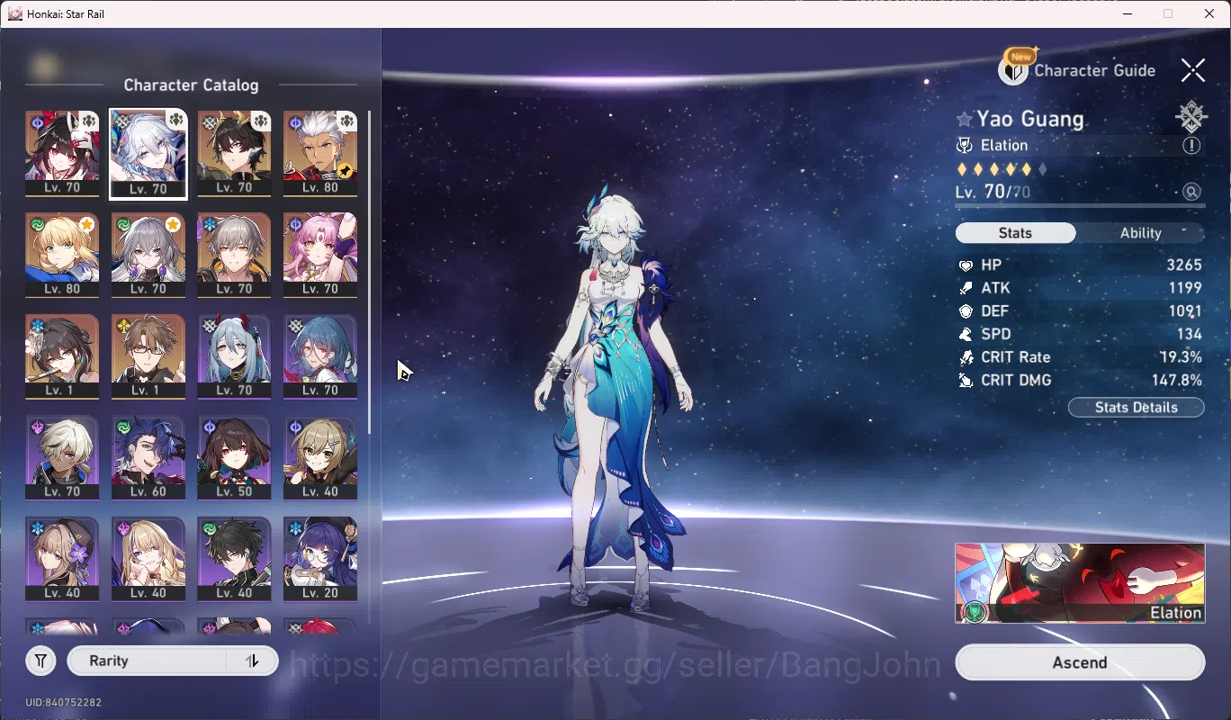 Honkai Star Rail Accounts Others ASIA TL 62 | 6 Limit Yao Guang Archer+sign Saber+Sign DanhengPT Sparkle Ruan MEi Fu Xuan 2