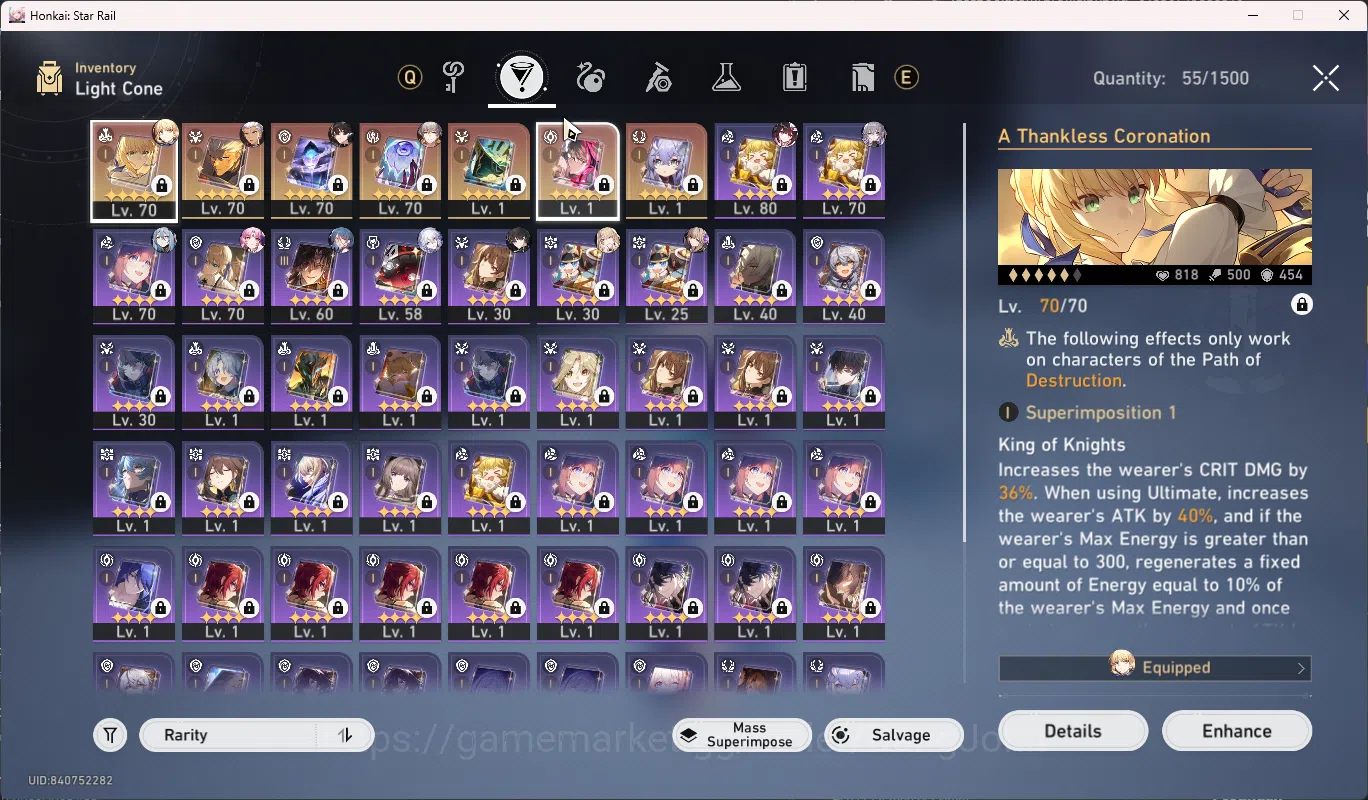 Honkai Star Rail Accounts Others ASIA TL 62 | 6 Limit Yao Guang Archer+sign Saber+Sign DanhengPT Sparkle Ruan MEi Fu Xuan 3