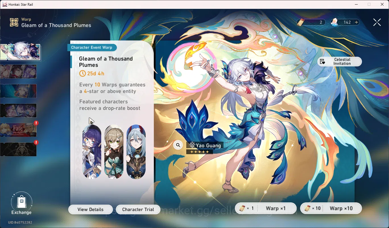Honkai Star Rail Accounts Others ASIA TL 62 | 6 Limit Yao Guang Archer+sign Saber+Sign DanhengPT Sparkle Ruan MEi Fu Xuan 9