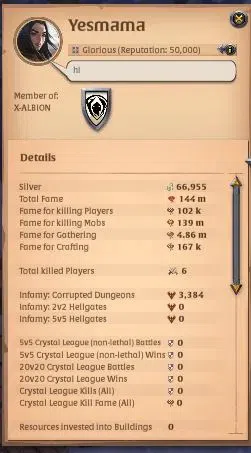 Albion Online Accounts ASIA|144M Total Fame|T8 Hide&3 T7 Gathering|Lv102 image 1