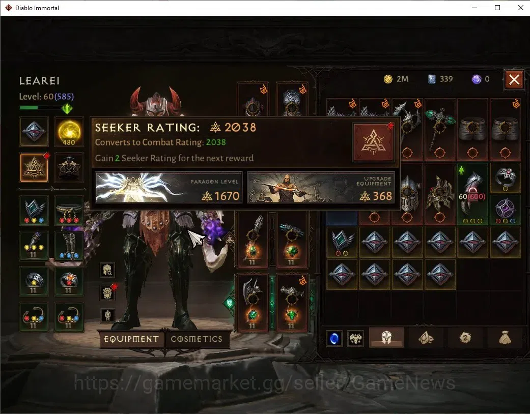 Diablo Immortal Accounts SEA-Izual|CS ON|Lv60(585)|Barbarian|CR 37k|Paragon image 5