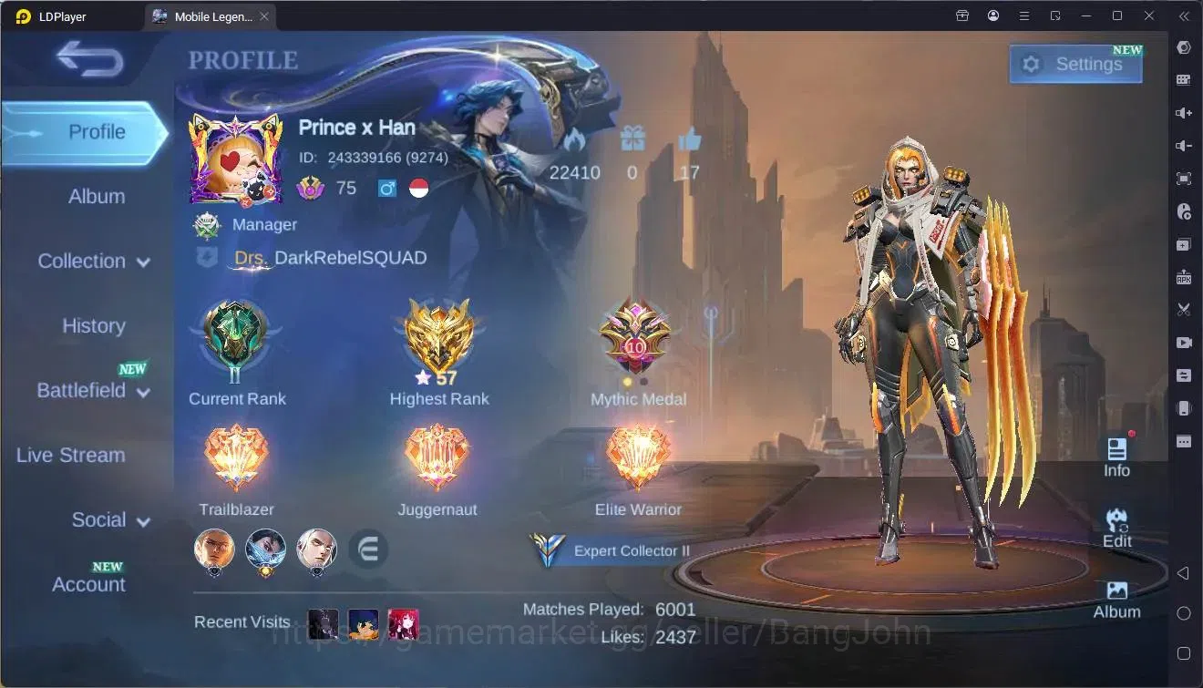 Mobile Legends: Bang Bang Accounts Collector Global|Hero 133|Skin 186|Expert|KOF Karina|CC Natalia|Valentine Claude|9th 1