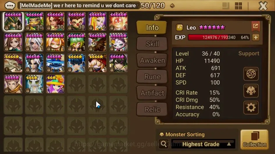 Summoners War: Sky Arena Accounts GLOBAL Lv 64|1 LD[Manannan]|17 Total NB5[Leo,Cheon image 9