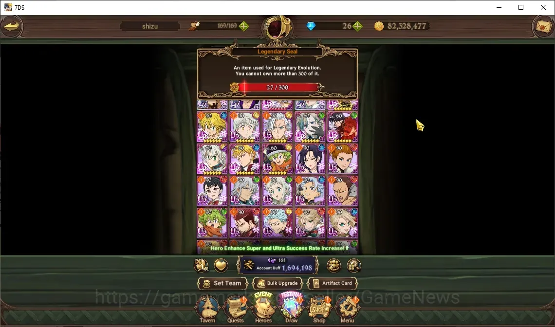 The Seven Deadly Sins: Grand Cross Accounts Endgame GLOBAL|1,6M CC|27 LS|3 LR & 10 1