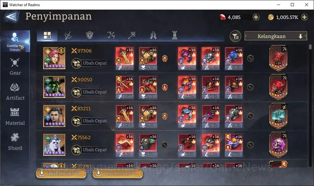 Watcher of Realms Accounts GLOBAL 60x|Lv 58|4K Gems|2,2M Power|4 Lord[Aracha, image 13