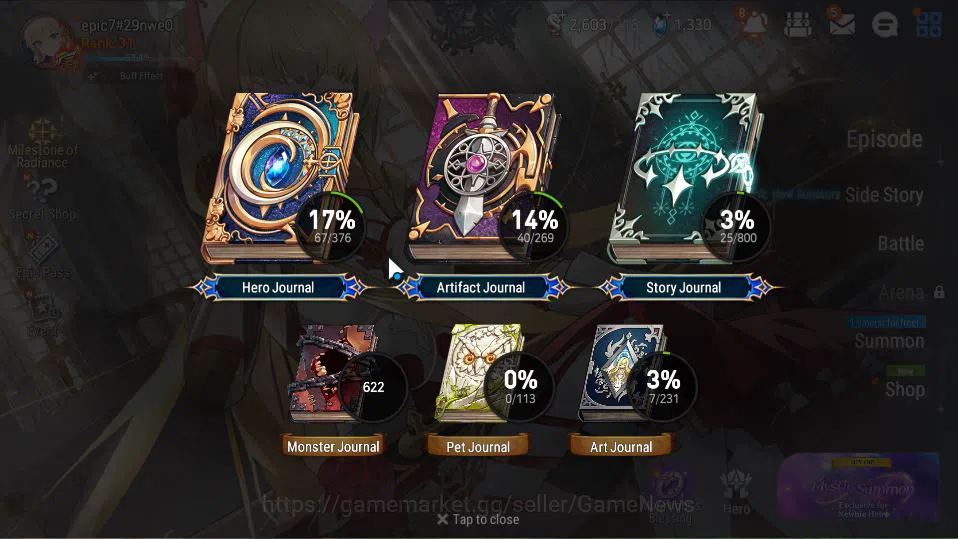 Epic Seven Accounts Starter GLOBAL Unverif|Starter|3 ML(E Ilynav,Ruele of Light,DB Senya)+Setsuka,Tenebria,etc|PoH+Bless 4