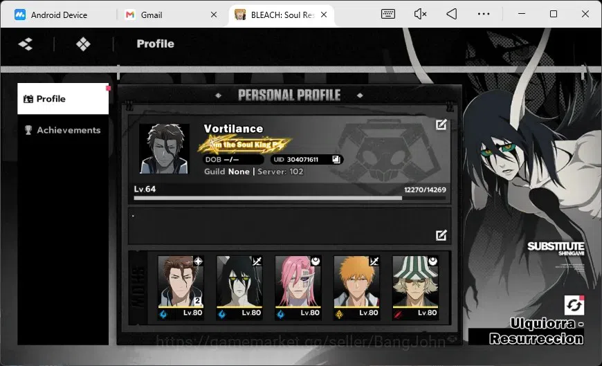 BLEACH: Soul Resonance Accounts Nuverse SEA|Lv.64|9 SSR 6 Sign 1