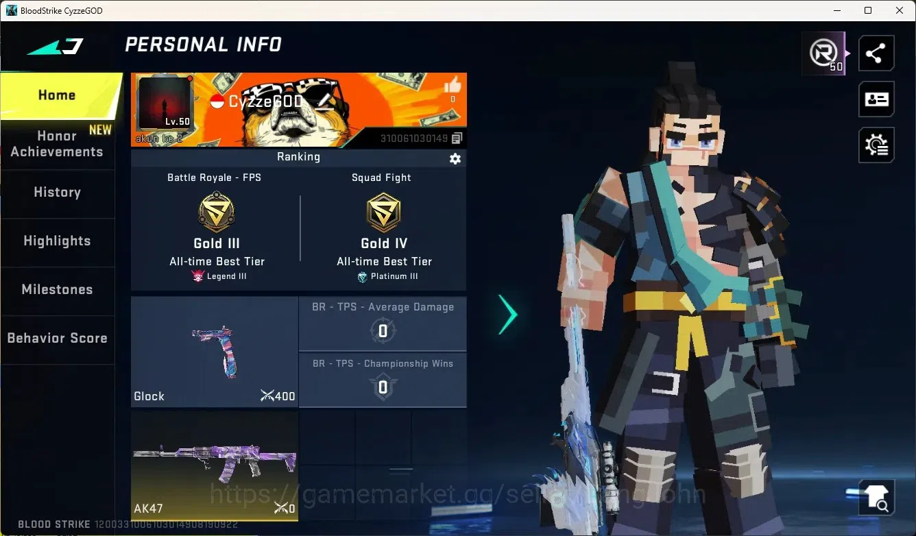 Blood Strike Accounts Collab Skin ASIA|Collab Ethan - Byakuya Kuchiki|1 Limited Gun:RPK|5 Ultra Gun|15 Legendary Gun|Check 1
