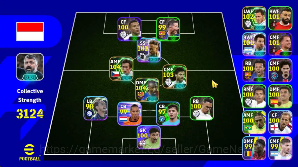 Mobile|Blitz Curler(Neymar Jr),Phenom Pass(Tomas Rosicky,Eden Hazard,Yaya Toure),Lionel Messi|TakeEmail(EF1359) eFootball Starter Mobile|Blitz Curler(Neymar Jr),Phenom Pass(Tomas R image 1
