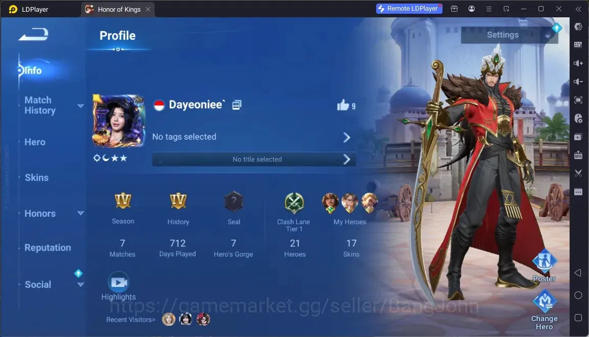 Honor of Kings Accounts Rare Skin Global|21H 17S|1 Legend|KIC Luna|2 Epic|7 Rare Skins|More|Check SS HOK649B 1