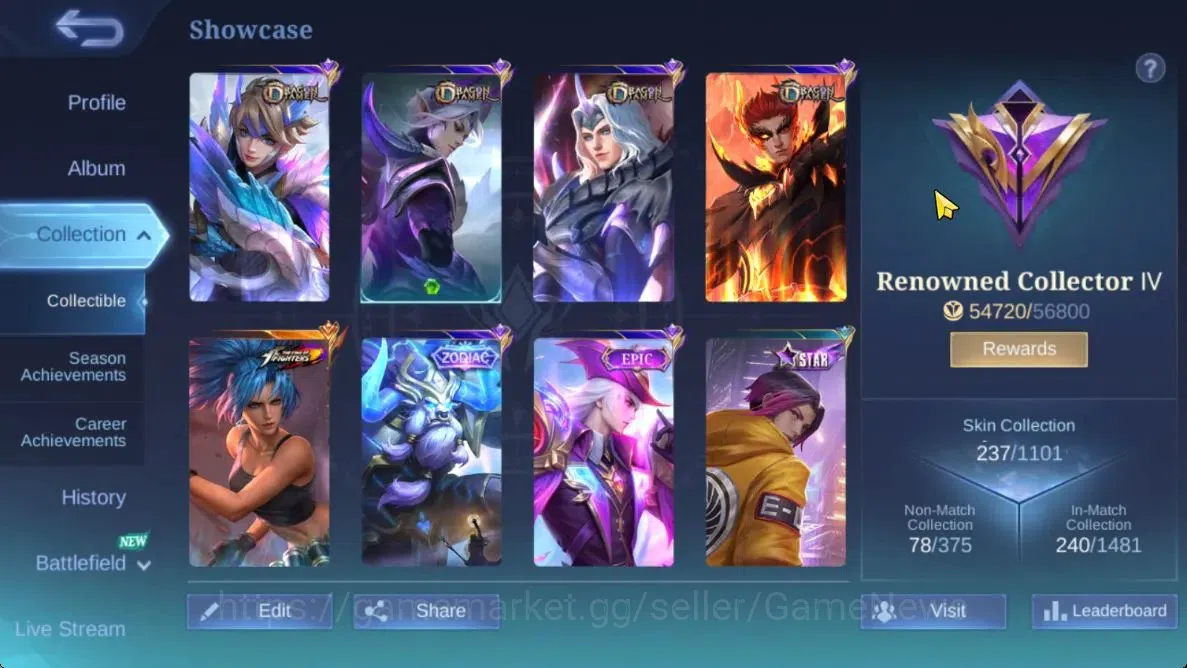 Mobile Legends: Bang Bang Accounts Hero 131|Skin 237|High Glory 55|KOF Karina,CC Nata image 2