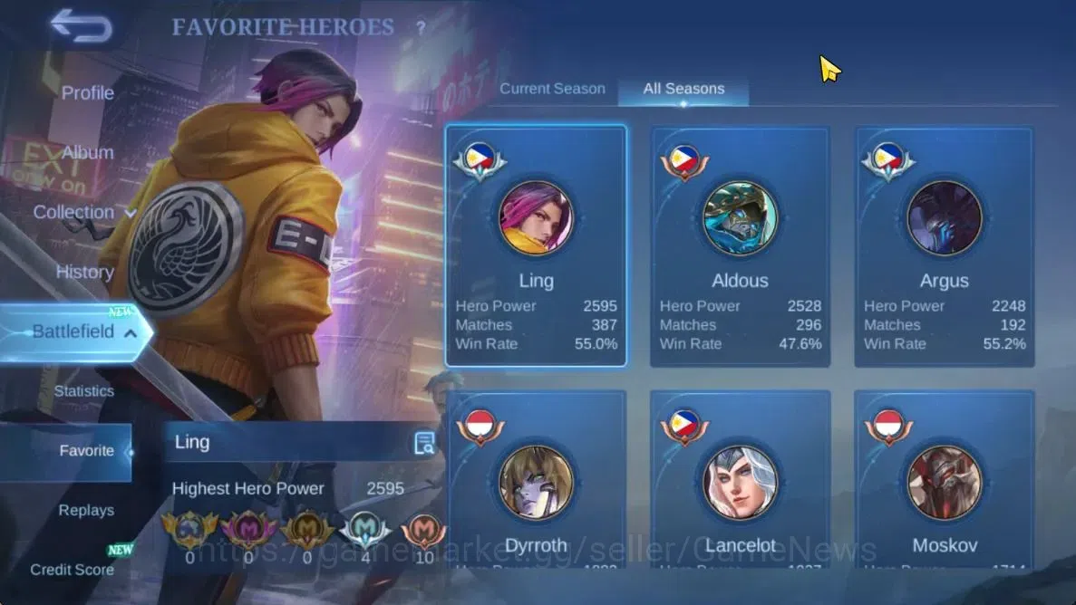 Mobile Legends: Bang Bang Accounts Hero 131|Skin 237|High Glory 55|KOF Karina,CC Nata image 4