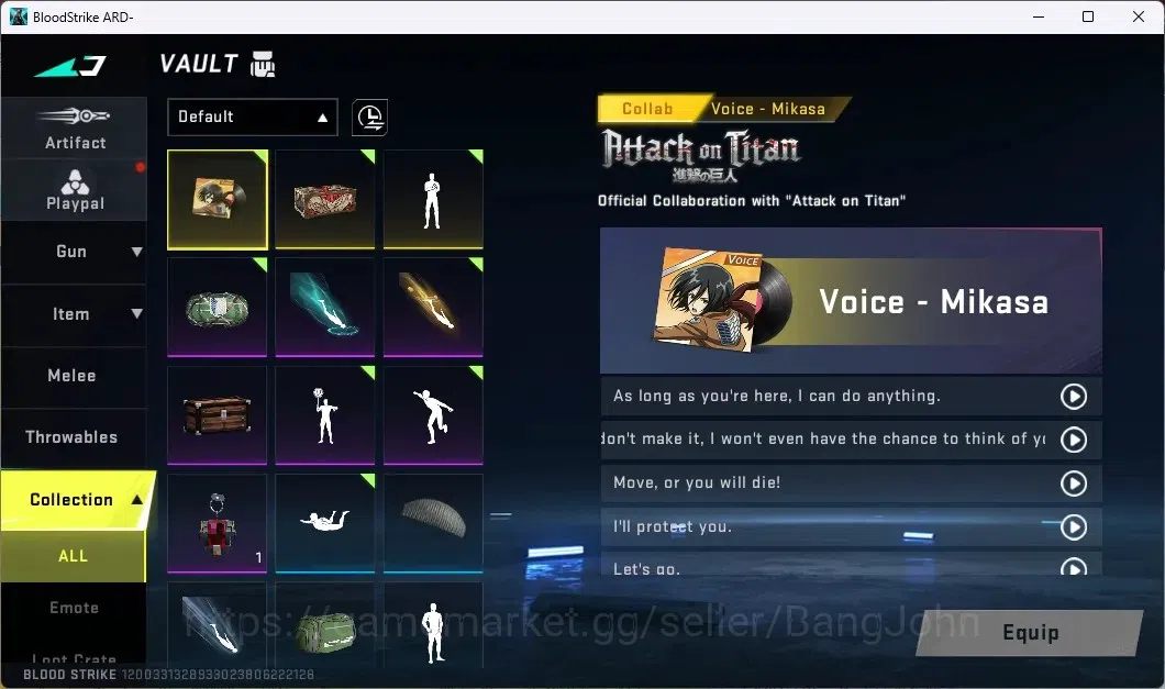 Blood Strike Accounts ASIA | 2 AOT GUN: M4A1,M700 | 1 AOT STRIKER Mikasa image 6