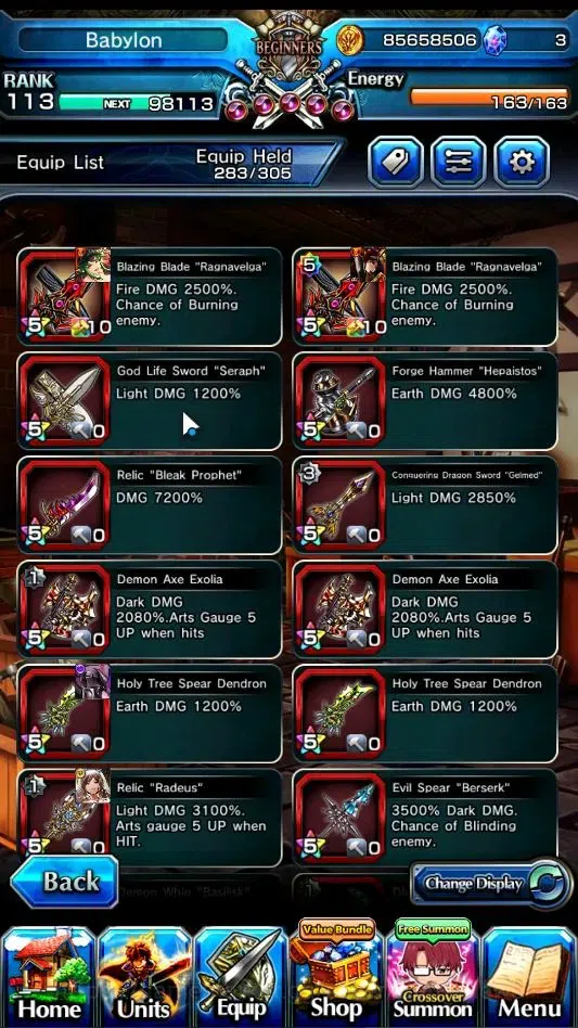 Grand Summoners Accounts End-Game GlobalRank 113|2 Sp Art|26 Ascend 10 TW|(Okarun,Chloe,Sung 12