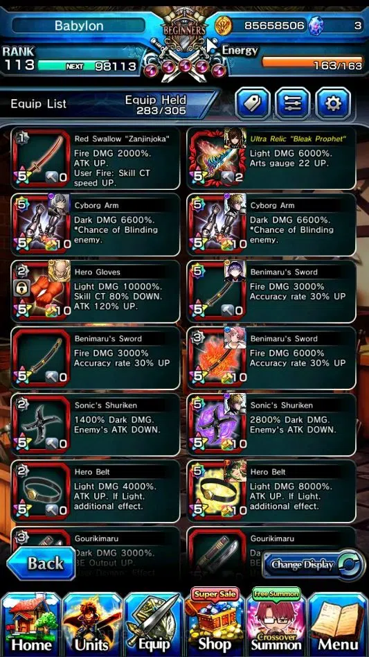 Grand Summoners Accounts End-Game GlobalRank 113|2 Sp Art|26 Ascend 10 TW|(Okarun,Chloe,Sung 14