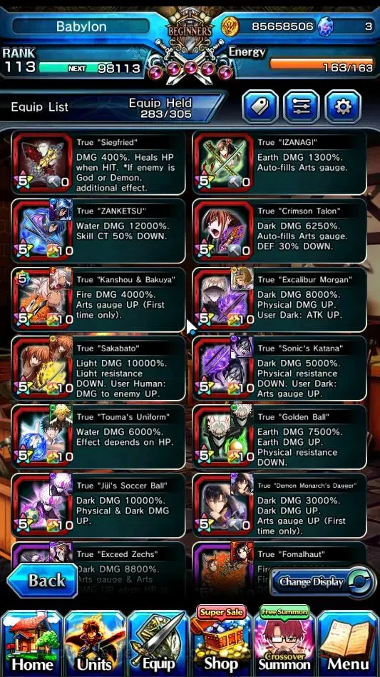 Grand Summoners Accounts End-Game GlobalRank 113|2 Sp Art|26 Ascend 10 TW|(Okarun,Chloe,Sung 6