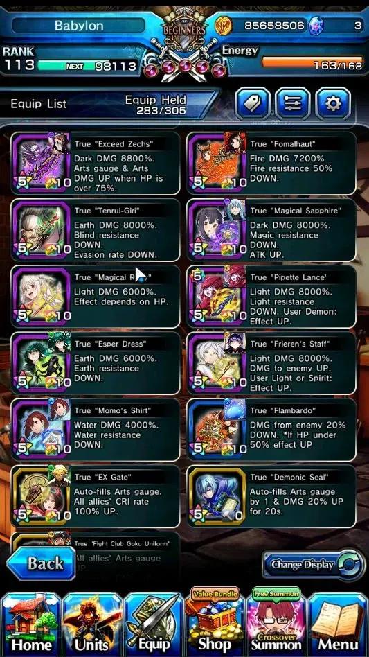 Grand Summoners Accounts End-Game GlobalRank 113|2 Sp Art|26 Ascend 10 TW|(Okarun,Chloe,Sung 7