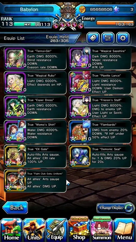 Grand Summoners Accounts End-Game GlobalRank 113|2 Sp Art|26 Ascend 10 TW|(Okarun,Chloe,Sung 8