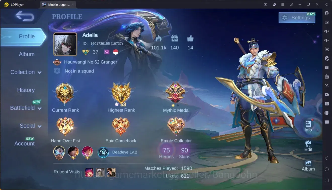 Mobile Legends: Bang Bang Accounts Collector Global |Hero 75|Skin 90|Seasoned|Meowkin Silvanna,Julian|SainSeiya 1