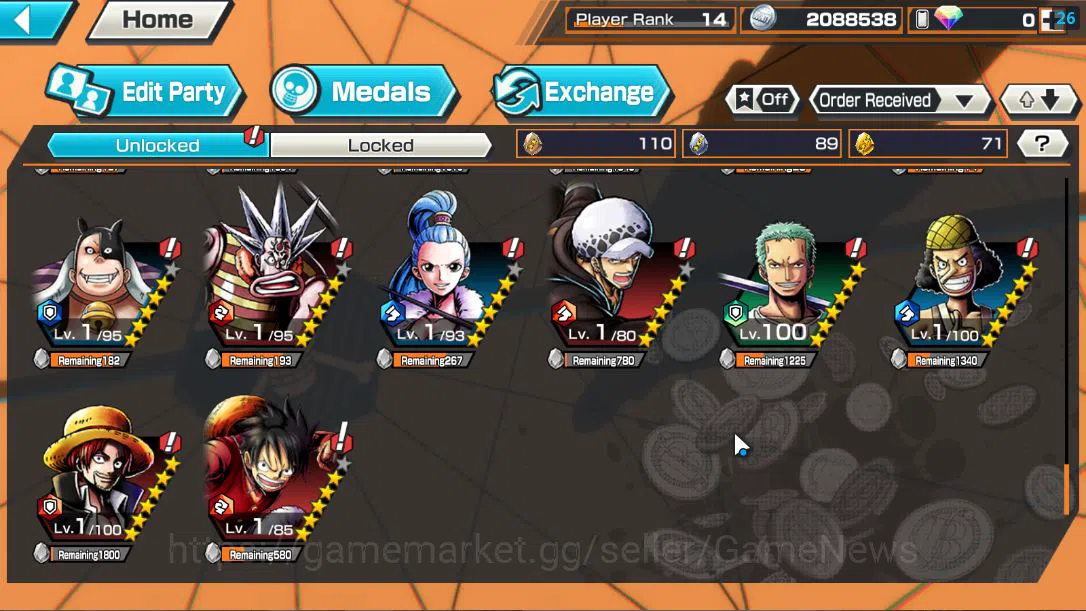 One Piece Bounty Rush Accounts Global|4 EX|Great Pirate Newgate,The 5Elders Satur image 10