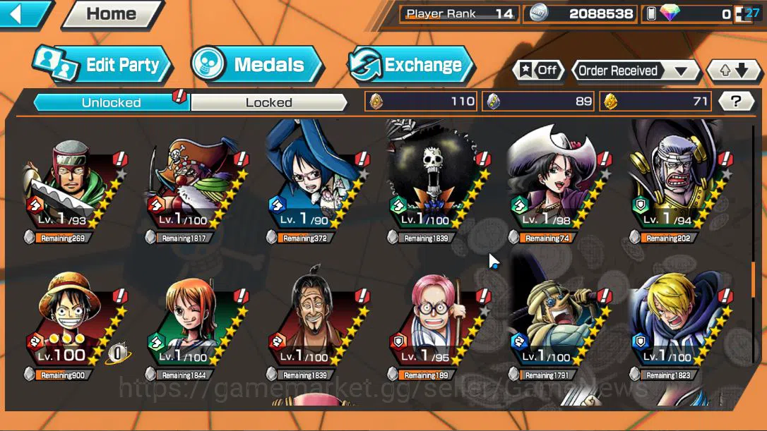 One Piece Bounty Rush Accounts Global|4 EX|Great Pirate Newgate,The 5Elders Satur image 8