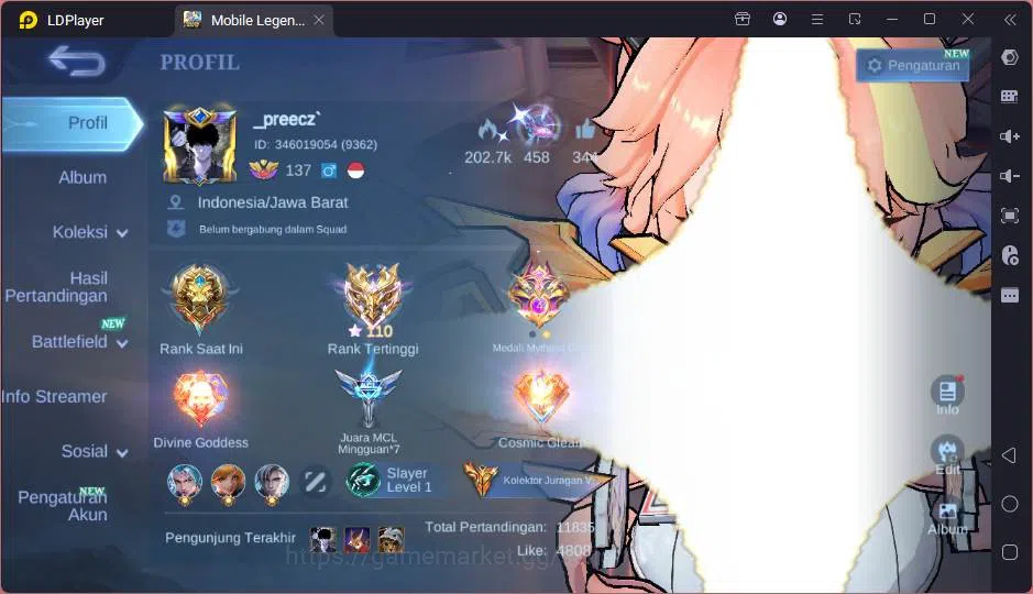 Mobile Legends: Bang Bang Accounts GLOBAL|Hero 131|Skin 511|Lgn Gusion+Lunox,Kof Chou image 1
