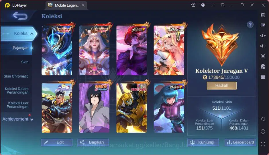 Mobile Legends: Bang Bang Accounts GLOBAL|Hero 131|Skin 511|Lgn Gusion+Lunox,Kof Chou image 2