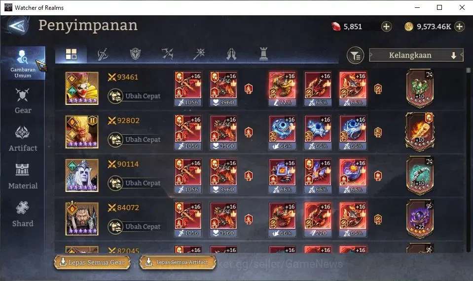Watcher of Realms Accounts GLOBAL 60x|3M Power|5,8K Gems+46 RS|3 Lord[Aracha, image 15