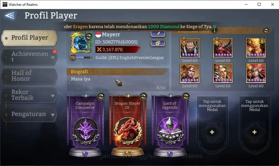 Watcher of Realms Accounts GLOBAL 60x|3M Power|5,8K Gems+46 RS|3 Lord[Aracha, image 3