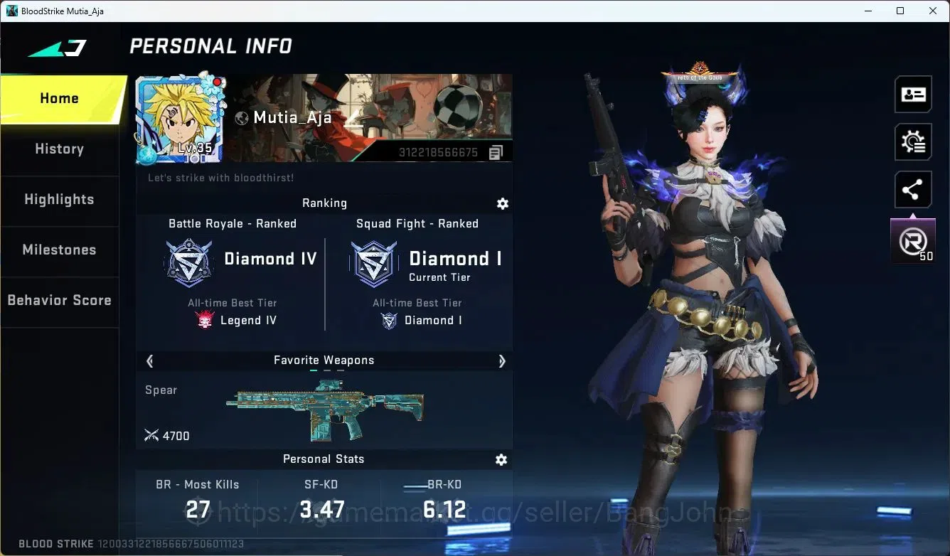 Blood Strike Accounts ASIA | 1 ETERNAL: Desert Eagle |5 Collab Gun [4 7D image 1