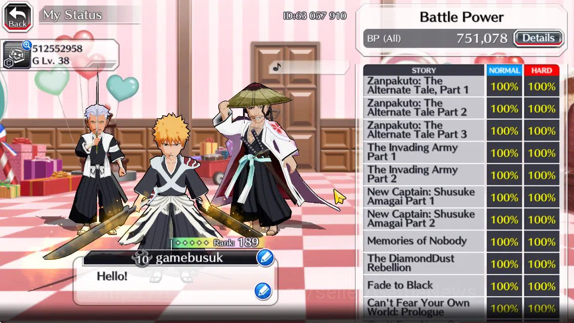 Bleach: Brave Souls Accounts Mid-Tier [GLOBAL]53k Orb|TYBW26(Uryu,Ichigo),Ichigo 10th 5