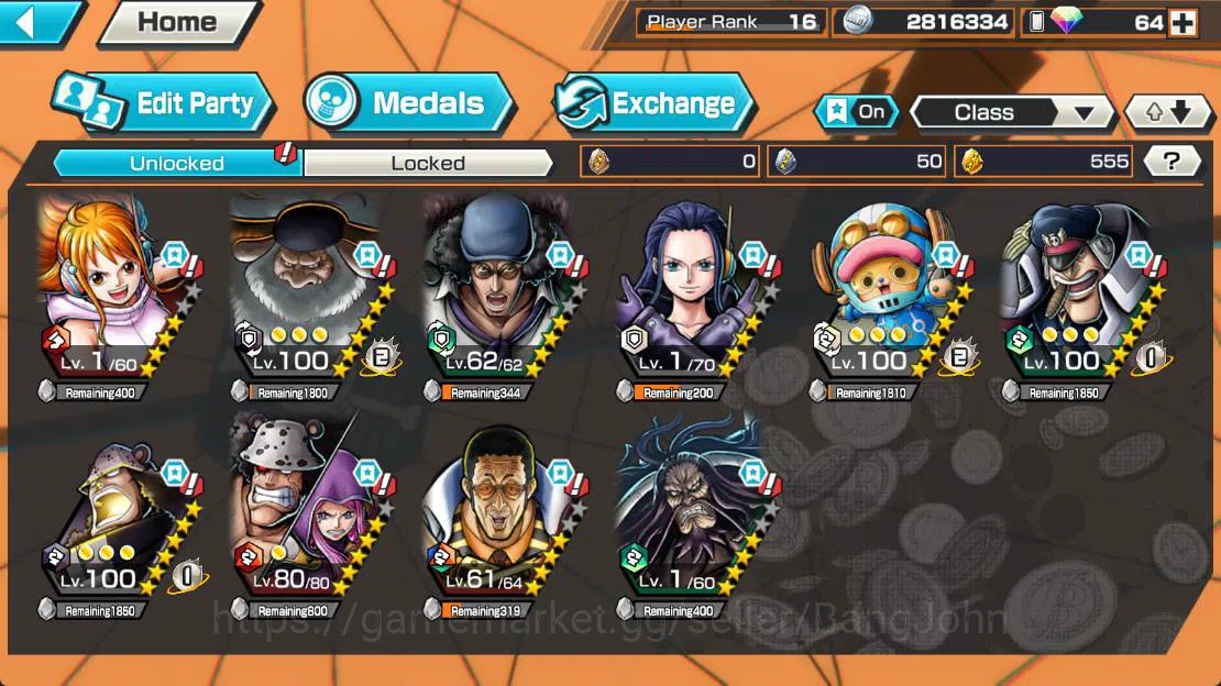 One Piece Bounty Rush Accounts Others GLOBAL| EX 3| ST jaysaturn, BP kuzan, Borsalino, egghead nami, egghead chopper, kuma n 2