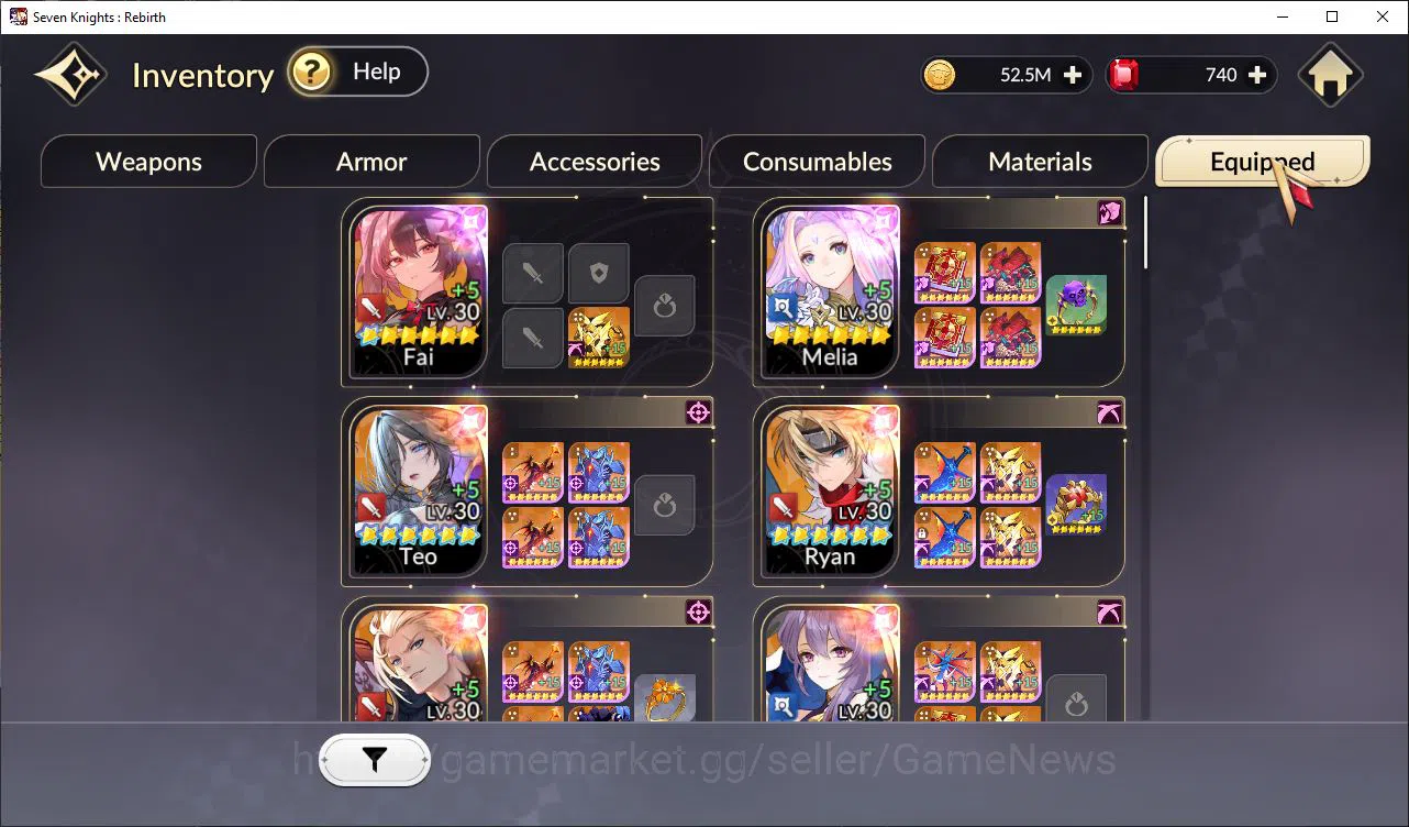Seven Knights Re:Birth Accounts GLOBAL SEA|3 Ex-7k[FaiTC1,Melia,Juri]16 TC6+[Freyj image 14