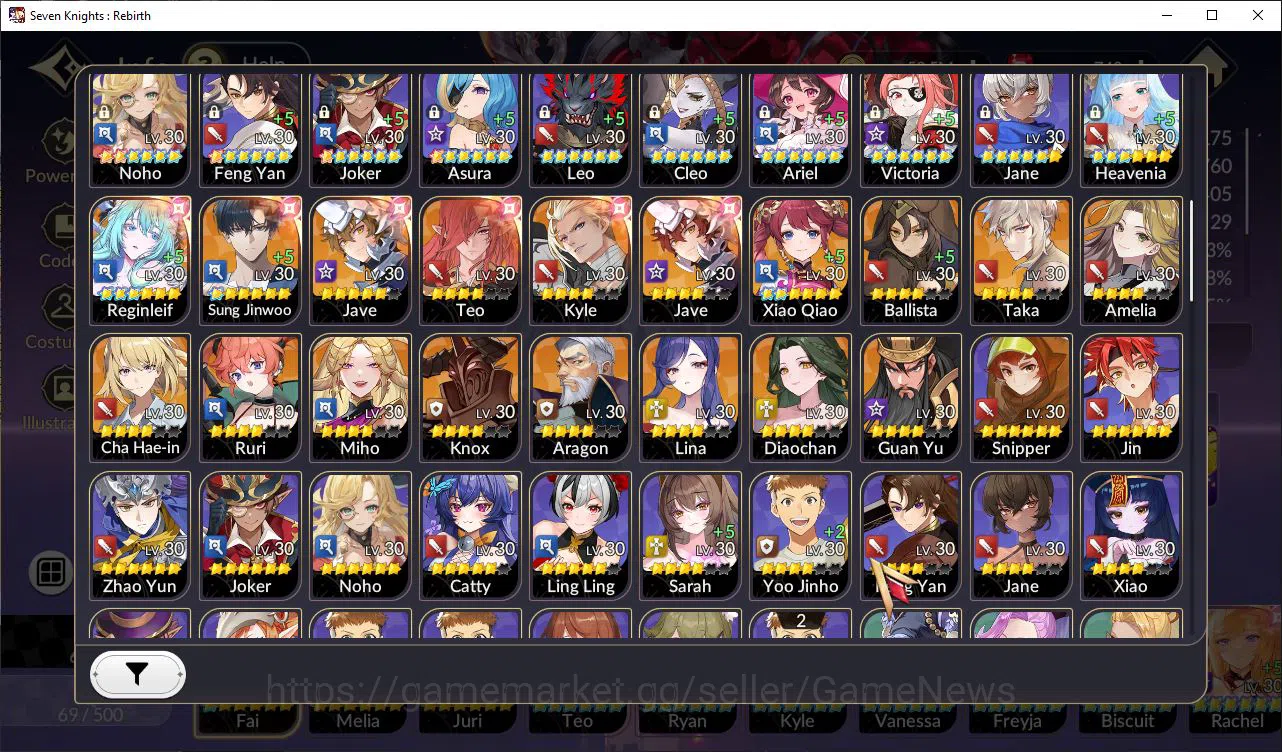 Seven Knights Re:Birth Accounts GLOBAL SEA|3 Ex-7k[FaiTC1,Melia,Juri]16 TC6+[Freyj image 3