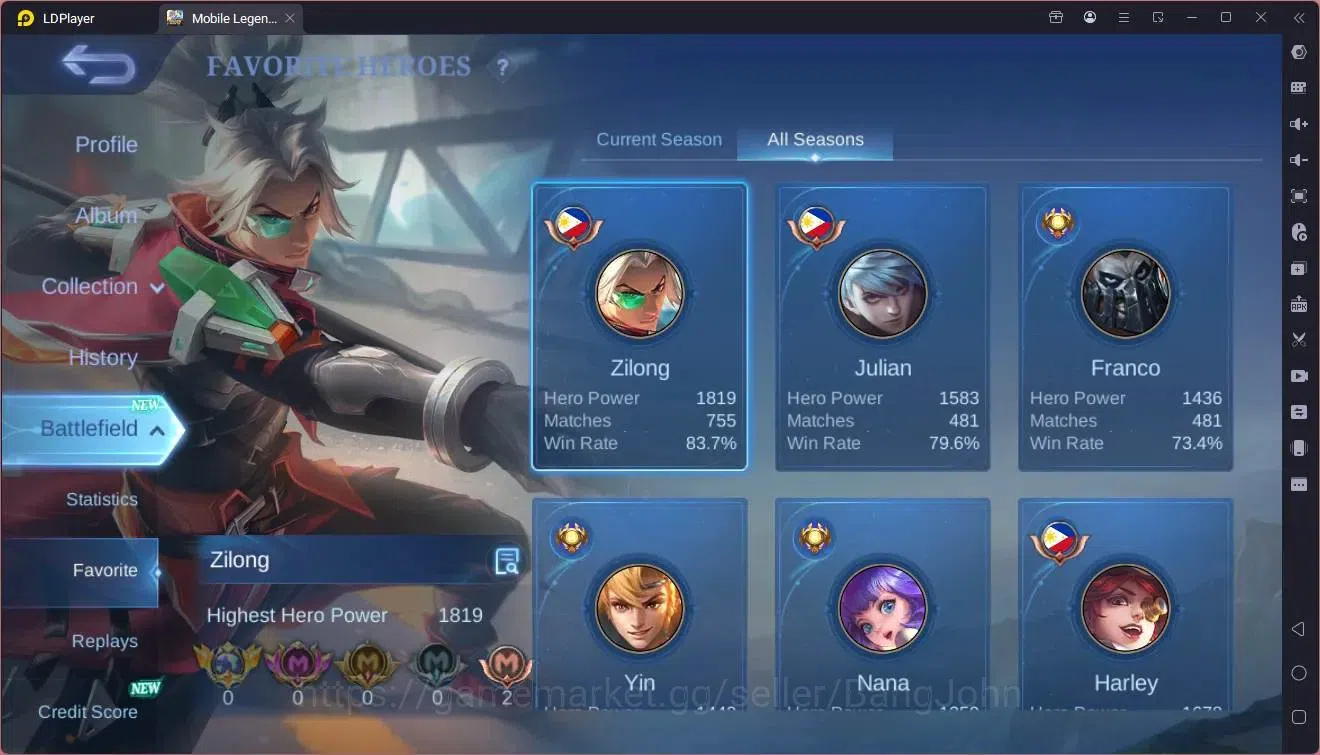 Mobile Legends: Bang Bang Accounts Global|Hero 119|Skin 215|Renowned|KOF GS,Karina|CC image 20
