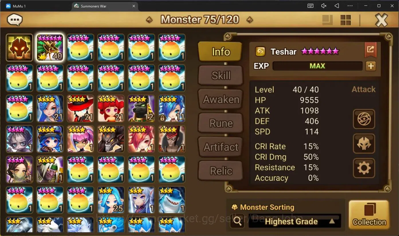 Summoners War: Sky Arena Accounts GLOBAL | NB 5 TESHAR,Starter Gacha 115 12Y+160 11Y image 2