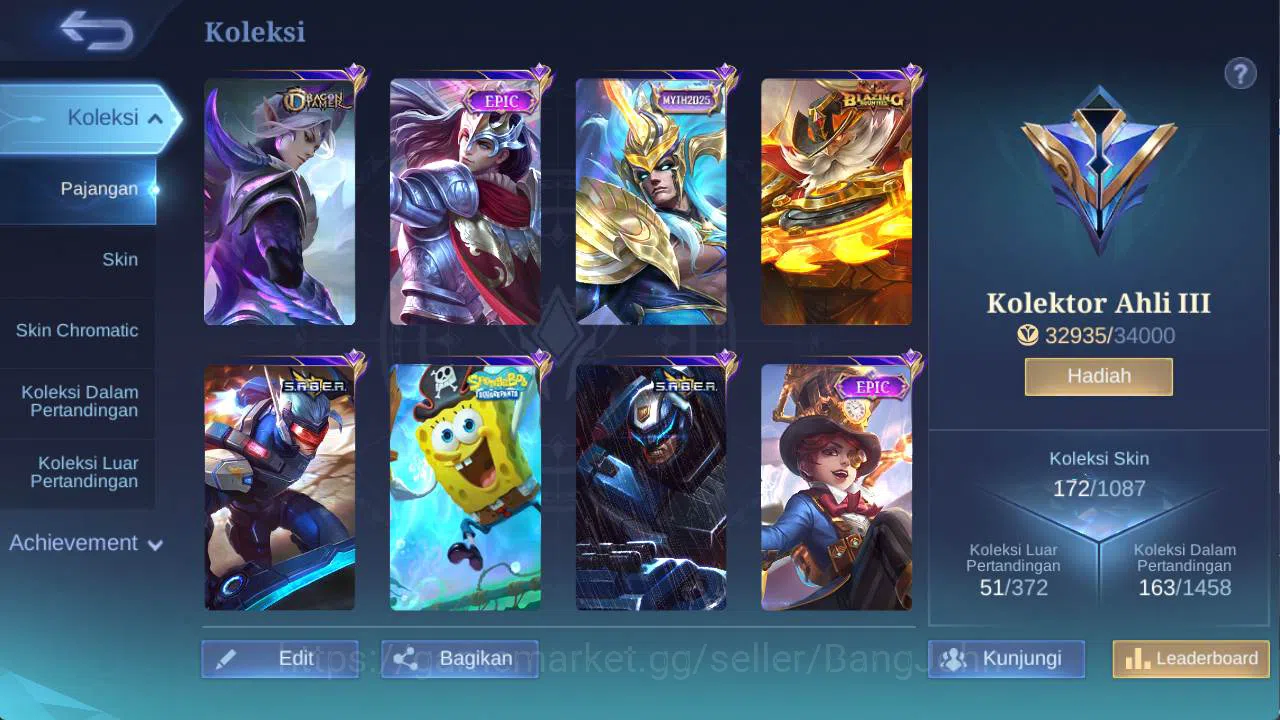 Mobile Legends: Bang Bang Accounts hero 107 skin 170+ saber Layla, dragon ling, blazi image 2