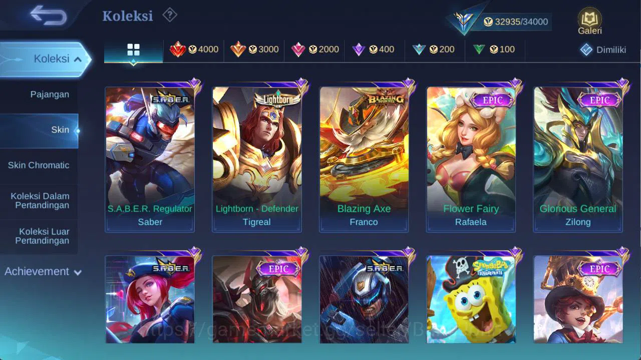 Mobile Legends: Bang Bang Accounts hero 107 skin 170+ saber Layla, dragon ling, blazi image 4