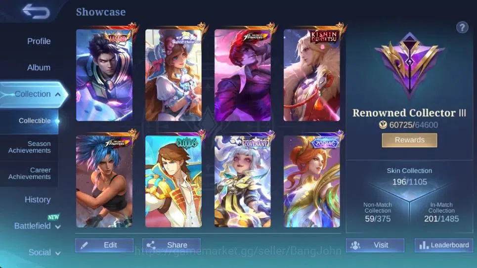 Mobile Legends: Bang Bang Accounts Global|Hero103|Skin196|Renowned|Legend Alucrad|KOF image 16