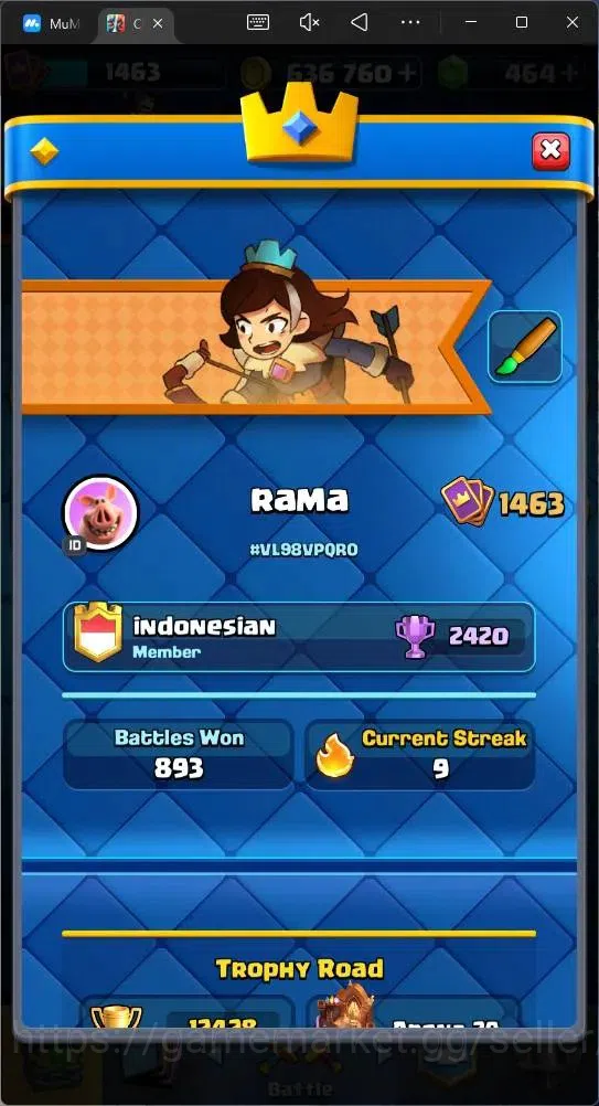 Clash Royale Accounts Mobile |CL 1463|KTL 15|Trophy 12429|Card 121|4 Max image 3